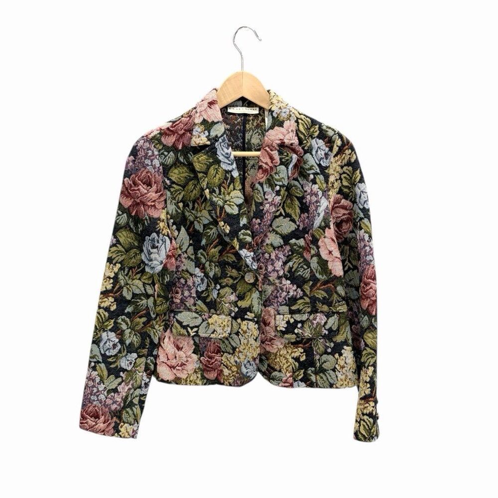 Vintage Liz Claiborne Crazy Horse Floral Tapestry Blazer Retro 90's Style Medium